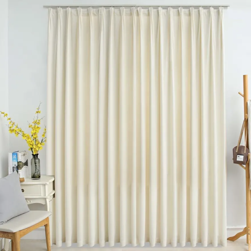 Pimennysverho koukuilla sametti kerma 290x245 cm