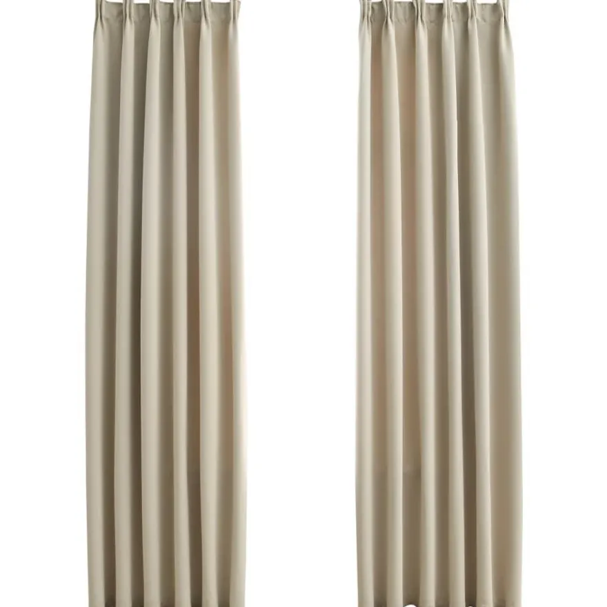 Pimennysverhot koukuilla 2 kpl beige 140x225 cm