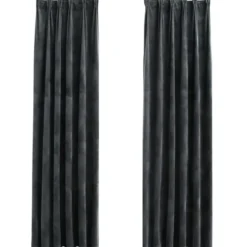 Pimennysverhot koukuilla 2 kpl sametti antrasiitti 140x225cm