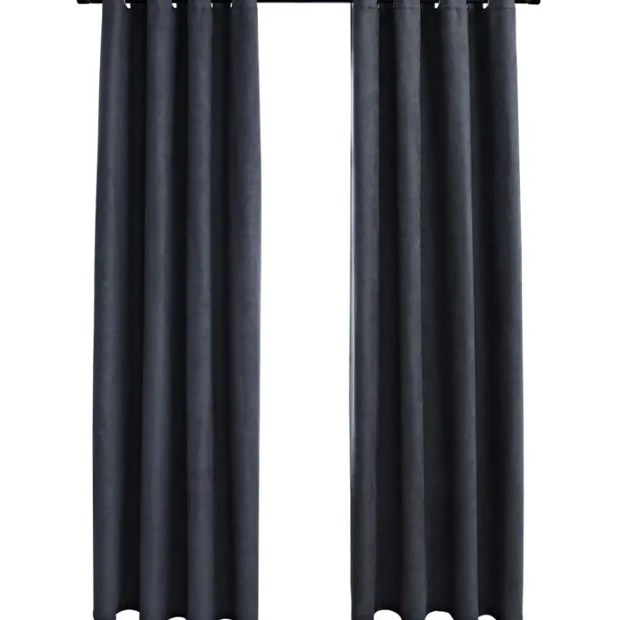 Pimennysverhot metallirenkailla 2 kpl antrasiitti 140x245 cm