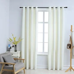 Pimennysverhot renkailla 2 kpl sametti kerma 140x245 cm