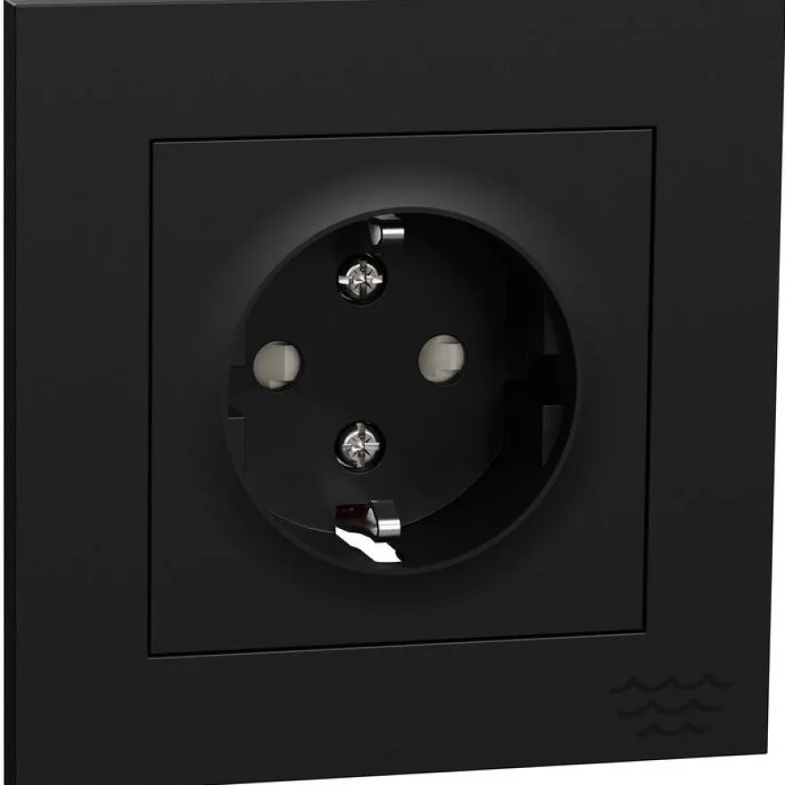 Pistorasia ELKO Plus 1-osainen/16A/250V/IP21 UPR, musta, Ocean Plastic