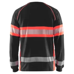 Pitkähihainen t-paita Blåkläder 3510 Highvis, musta/huomiopunainen