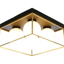 Plafondi Aneta Lighting Asto, Ø28cm, musta/kulta
