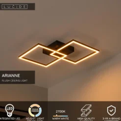 Plafondi Lucide Arianne, 41x41cm, IP20, 23W, musta