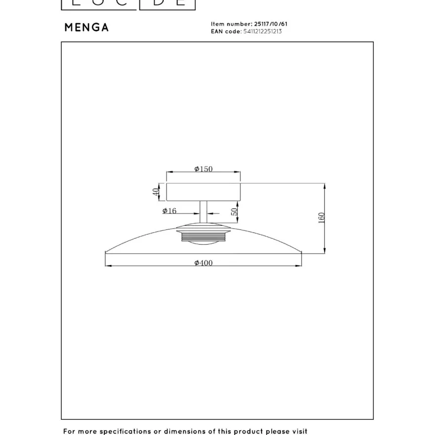 Plafondi Lucide Menga, Ø40cm, IP20, 11W, eri värejä