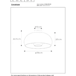 Plafondi Lucide Sharan, Ø38cm, IP20, musta