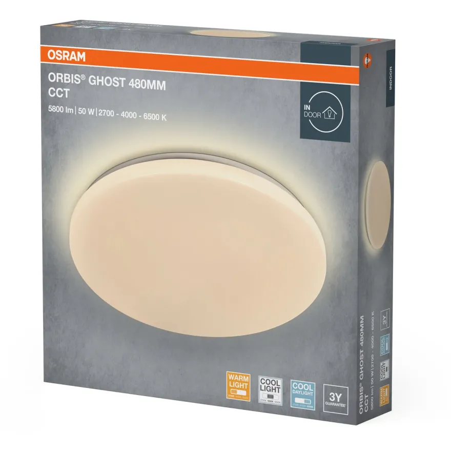 Plafondi Osram Orbis Ghost CCT valkoinen, eri kokoja