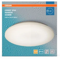 Plafondi Osram Orbis IP44 liiketunnistin 3000K valkoinen, eri kokoja