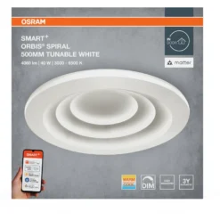 Plafondi Osram Smart+ Matter Spiral White 500mm Tunable White valkoinen