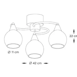 Plafondi Sessak Iris 3-osainen K11010-3V, Ø 42cm, metalli, mattavalkoinen