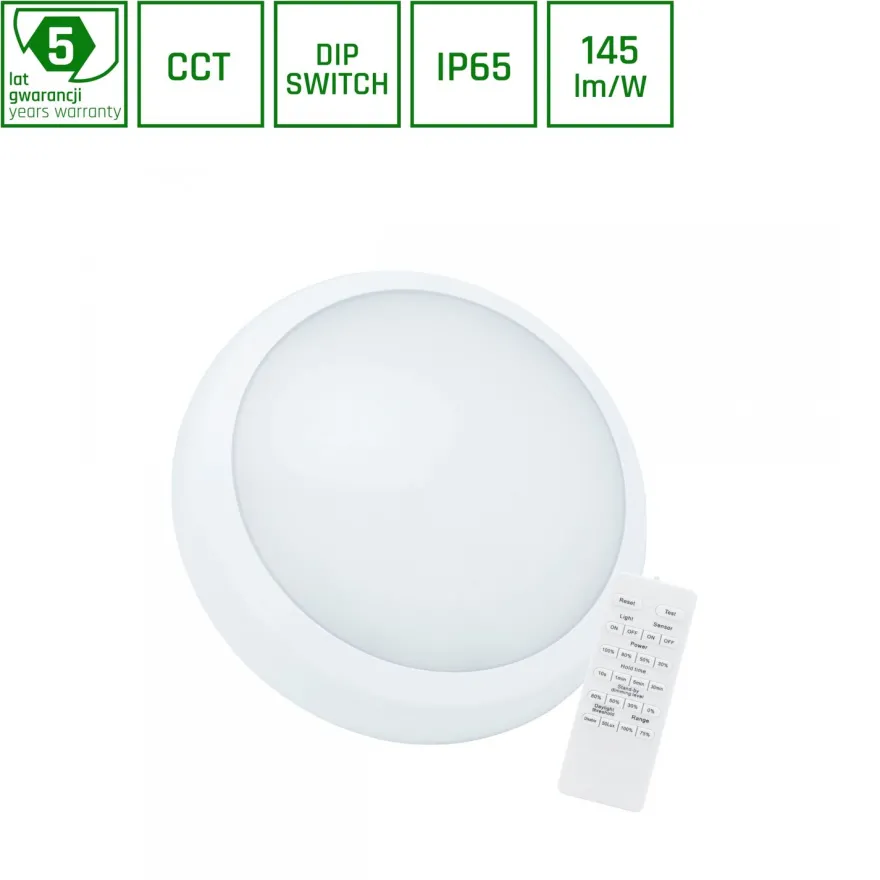 Plafondi Spectrum Nymphea City Pro 2 Ø320mm 18/24W kaukosäädin IP65 CCT 3000/4000/6000K valkoinen