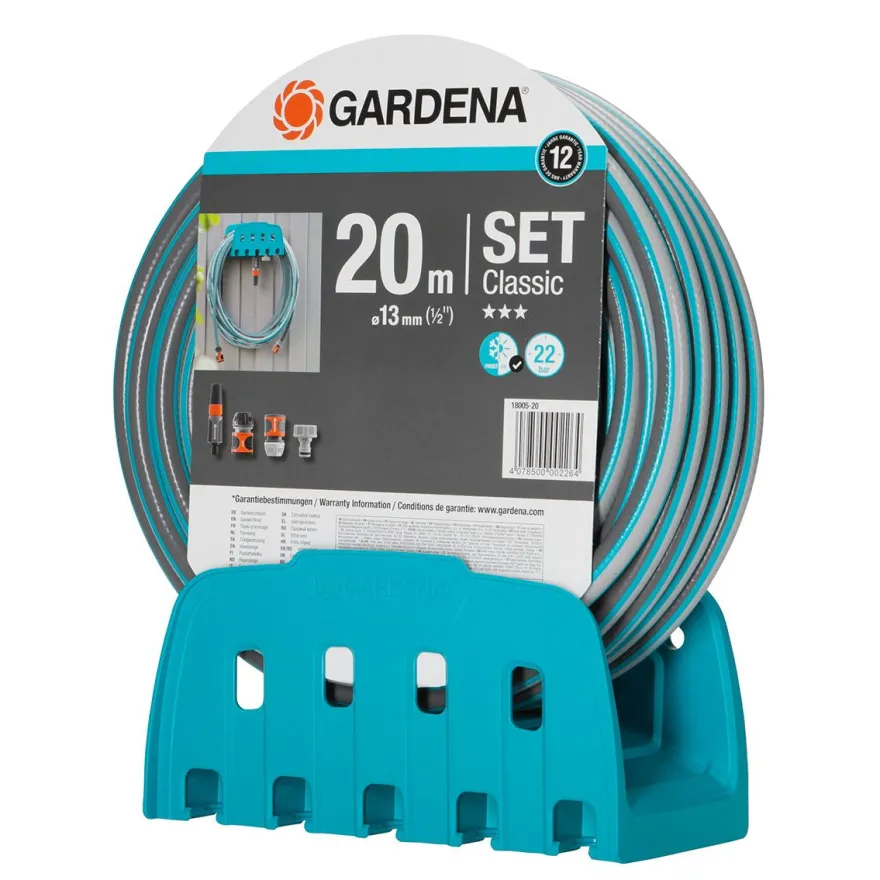 Puutarhaletku Gardena Classic, 13mm, 20m + teline ja liittimet