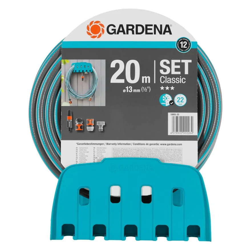 Puutarhaletku Gardena Classic, 13mm, 20m + teline ja liittimet