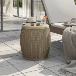 Puutarhan säilytyslaatikko 4-in-1 vaaleanruskea polypropeeni (64156)