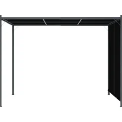 Puutarhapergola rullattavalla katolla 3x3 m antrasiitti (49324)