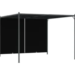 Puutarhapergola rullattavalla katolla 3x3 m antrasiitti (49324)