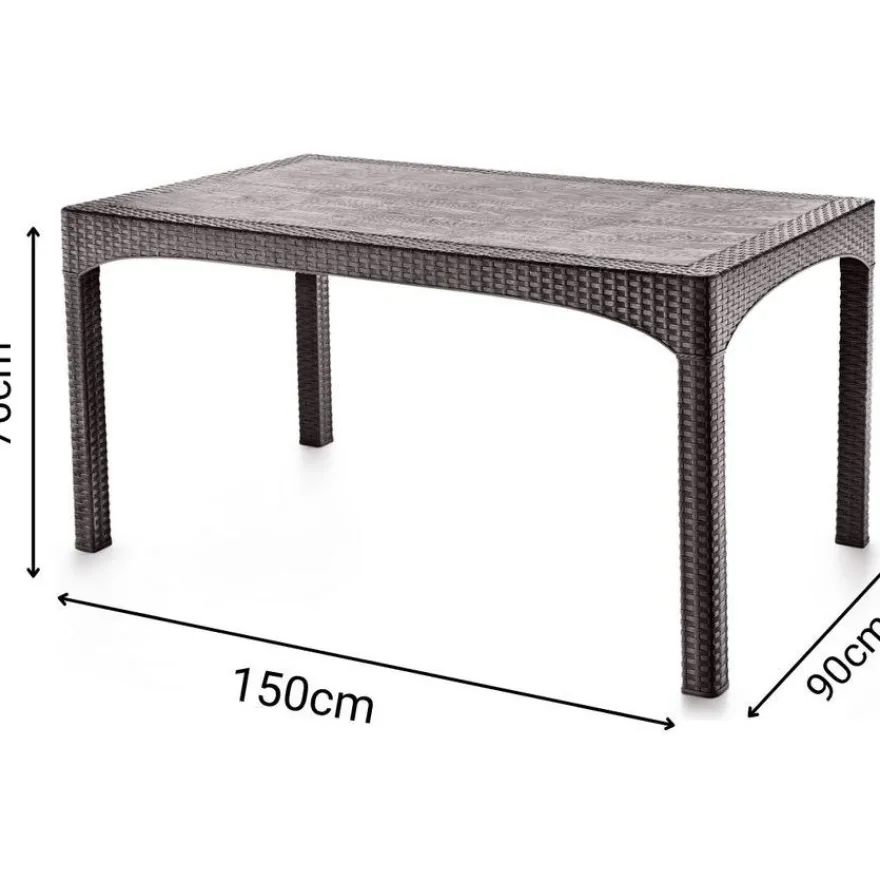 Puutarhapöytä Linento Garden Rattan, 90x150cm, tummanruskea