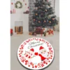 Pyöreä joulumatto Linento Snowman&Santa, Ø100cm, valkoinen/punainen