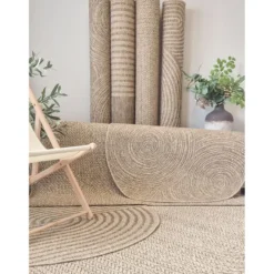 Pyöreä matto Benina Natural Sun, sisä- ja ulkokäyttöön, ruskea, eri kokoja