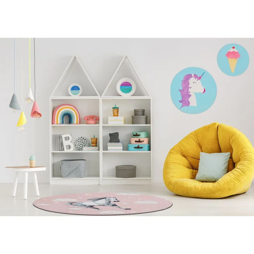 Pyöreä matto Benina Play Heppa Ø120cm, eri värejä