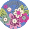 Pyöreä matto Linento Camellia Ø60cm sininen/pinkki