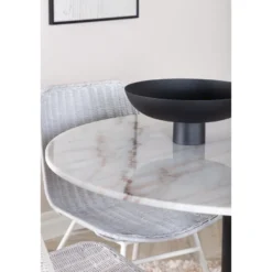 Pyöreä ruokailuryhmä Venture Home, Ø106cm valkoinen Estelle-pöytä + 4 valkoista Cirebon-tuolia