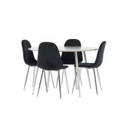 Pyöreä ruokailuryhmä Venture Home, Ø120cm beige Plaza-pöytä + 4 Polar-tuolia, sametti