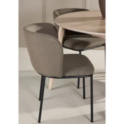 Pyöreä ruokailuryhmä Venture Home, Ø120cm vaalea Flora-pöytä + 4 Edina-tuolia