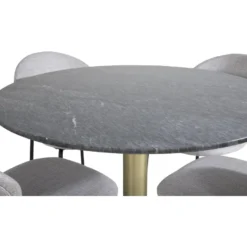 Pyöreä ruokailuryhmä Venture Home, tummanharmaa Ø106cm Estelle-pöytä + 4 harmaata Vault-tuolia
