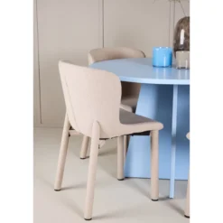 Pyöreä ruokailuryhmä Venture Home, Ø110cm sininen Bootcut-pöytä + 4 Astoria-tuolia, bouclé