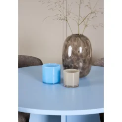 Pyöreä ruokailuryhmä Venture Home, Ø110cm sininen Bootcut-pöytä + 4 Astoria-tuolia, bouclé