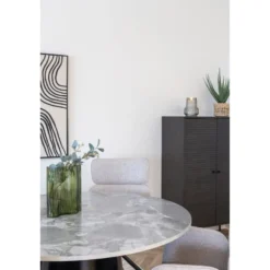 Pyöreä ruokapöytä House Nordic Brito, ø120cm, musta/harmaa marmorijäljitelmä
