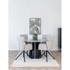 Pyöreä ruokapöytä House Nordic Brito, ø120cm, musta/harmaa marmorijäljitelmä
