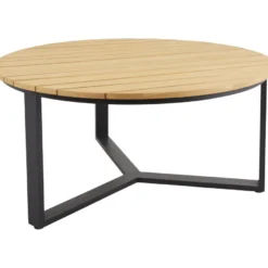 Pyöreä ruokapöytä ulos Brafab Laurion, Ø150cm, tiikki/musta
