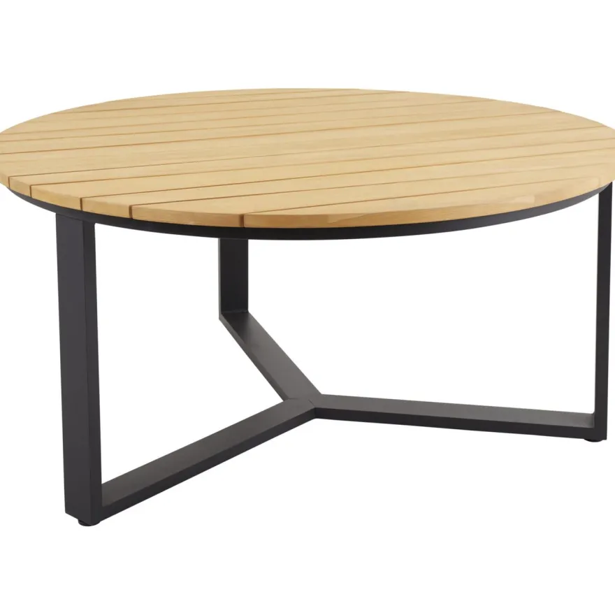 Pyöreä ruokapöytä ulos Brafab Laurion, Ø150cm, tiikki/musta
