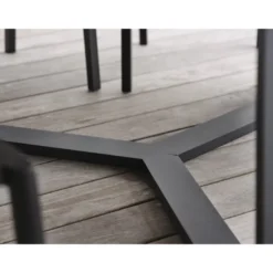 Pyöreä ruokapöytä ulos Brafab Laurion, Ø150cm, tiikki/musta