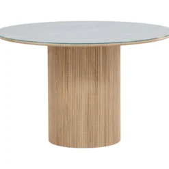 Pyöreä ruokapöytä Vind Härön, Ø120cm, valkoinen/ruskea