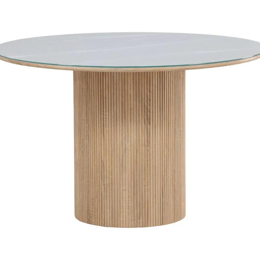 Pyöreä ruokapöytä Vind Härön, Ø120cm, valkoinen/ruskea