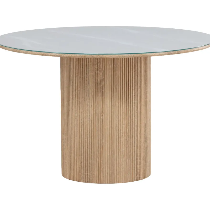 Pyöreä ruokapöytä Vind Härön, Ø120cm, valkoinen/ruskea