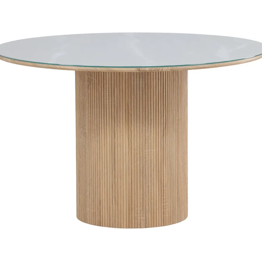 Pyöreä ruokapöytä Vind Härön, Ø120cm, valkoinen/ruskea