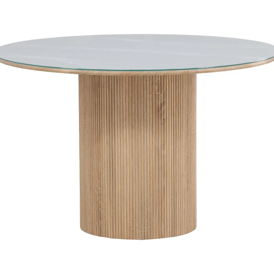 Pyöreä ruokapöytä Vind Härön, Ø120cm, valkoinen/ruskea