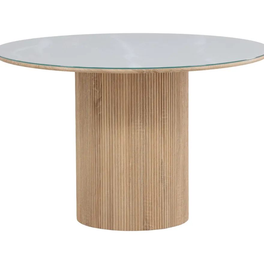 Pyöreä ruokapöytä Vind Härön, Ø120cm, valkoinen/ruskea