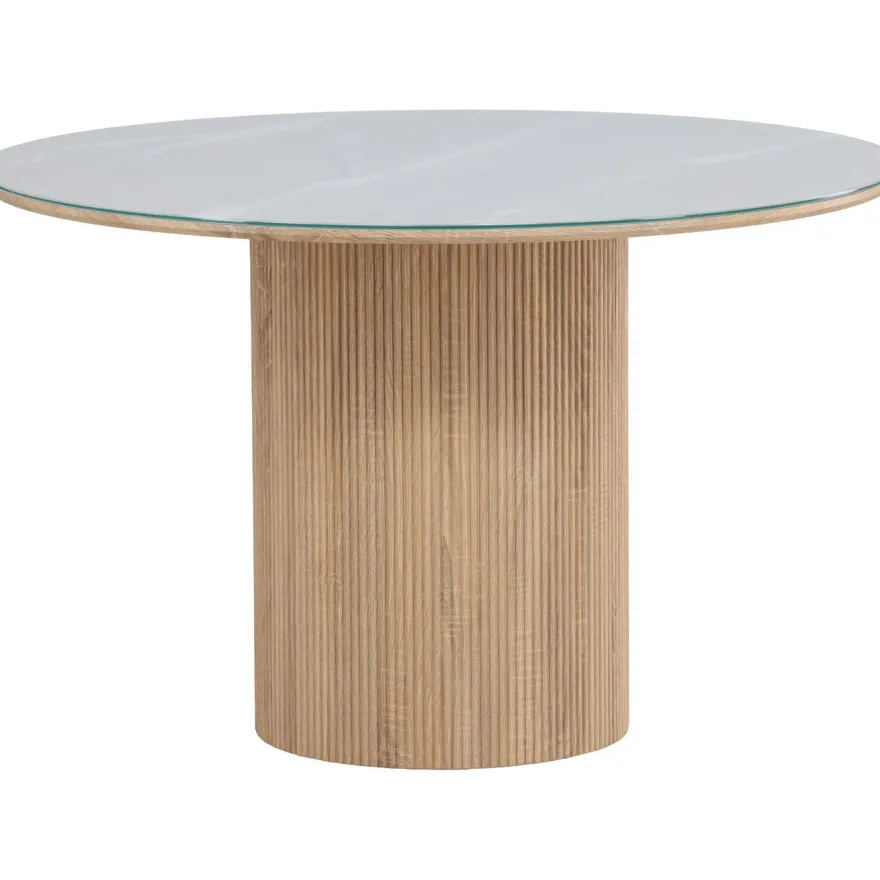 Pyöreä ruokapöytä Vind Härön, Ø120cm, valkoinen/ruskea