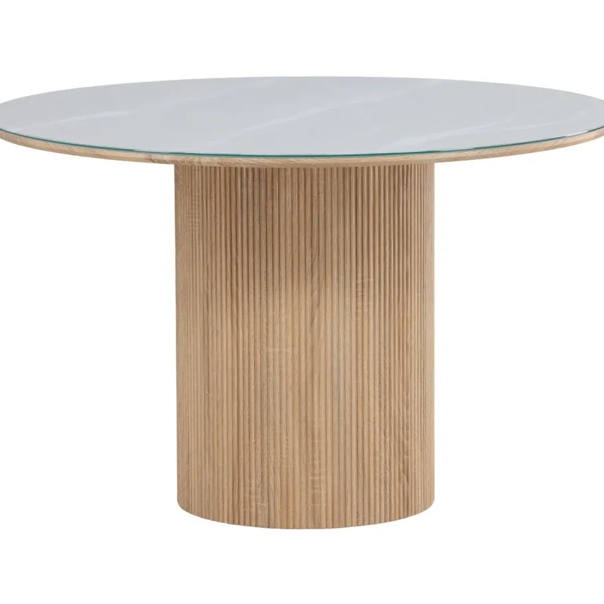 Pyöreä ruokapöytä Vind Härön, Ø120cm, valkoinen/ruskea