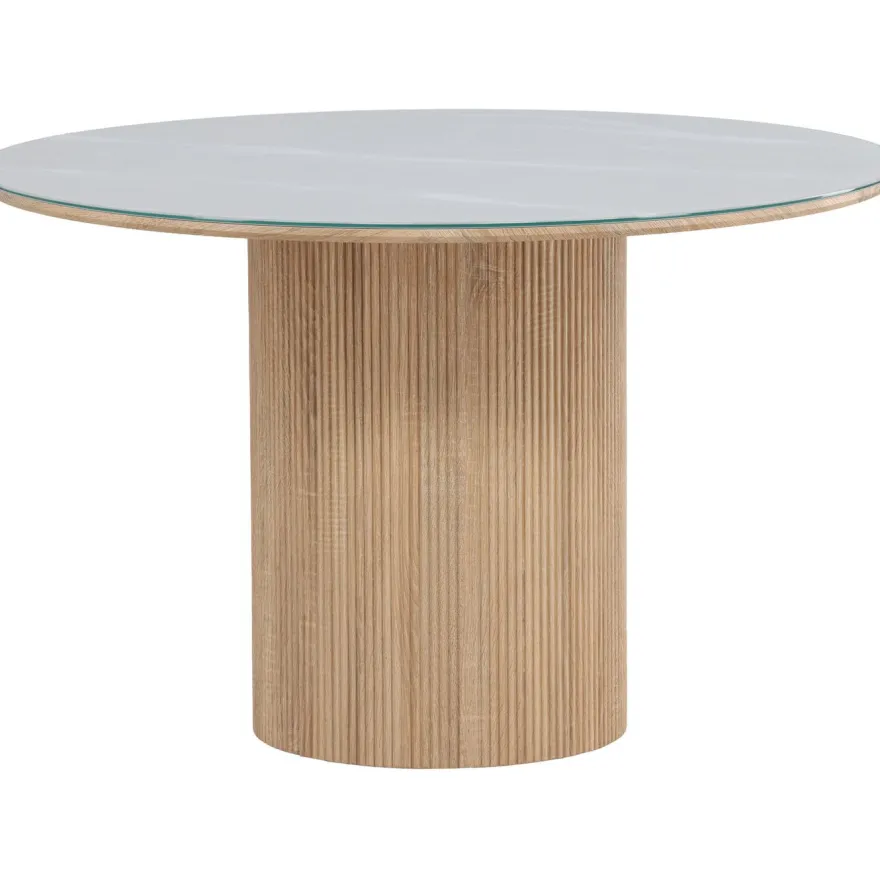 Pyöreä ruokapöytä Vind Härön, Ø120cm, valkoinen/ruskea