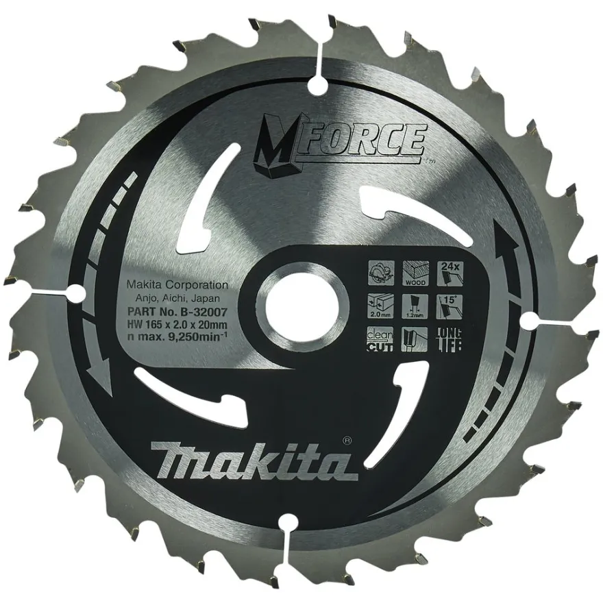 Pyörösahanterä Makita M-Force 165x20x2.0mm, Z-24, puulle