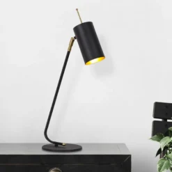 Pöytävalaisin Linento Lighting Clovis, musta/kulta