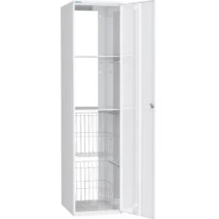 Pyykkikaappi Polaria 300x1700x530 mm, oikeakätinen, sylinterilukko, 2 koria + 2 hyllyä