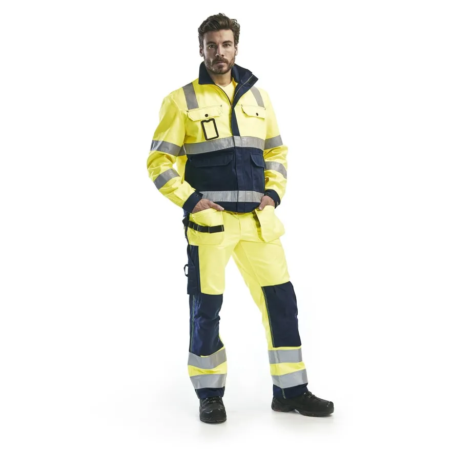 Riipputaskuhousut Blåkläder 1533 Highvis, keltainen/sininen
